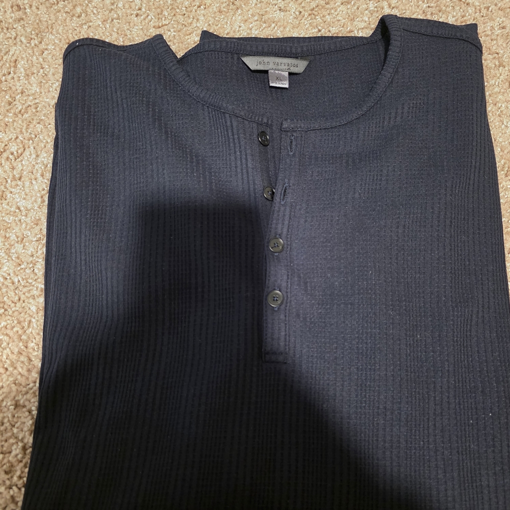 John Varvatos: Navy Blue Henley Shirt (Brand New)